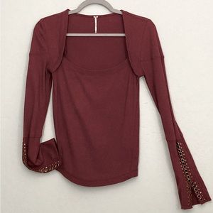 Free People thermal scoop neck top S